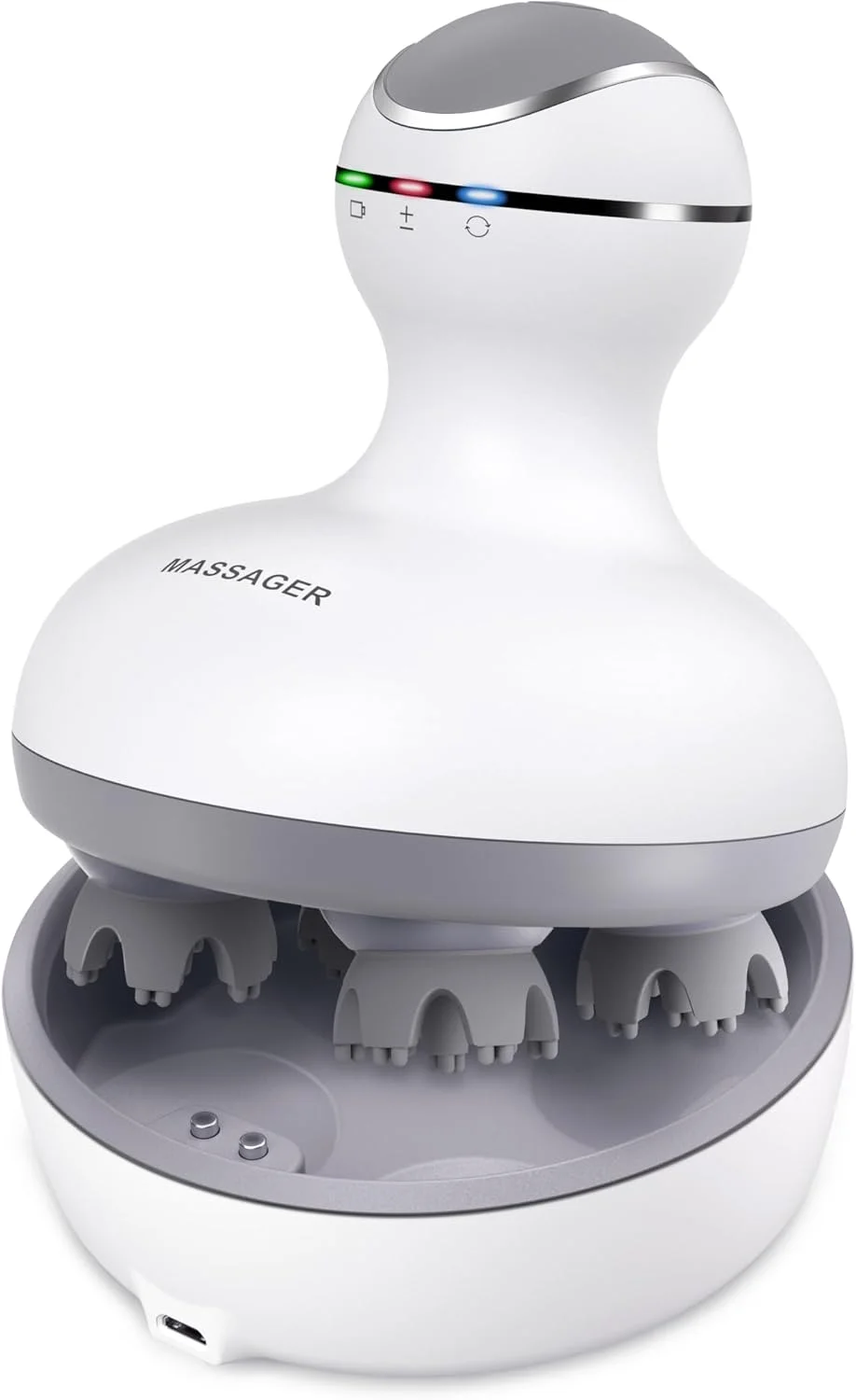 ماساژور برقی سر Cotsoco، ماساژور دستی قابل حمل و ضد آب با 4 سر و 84 گره، ایده آل برای هدیه، برای رشد مو، پاکسازی عمیق و ماساژ کاهش استرس