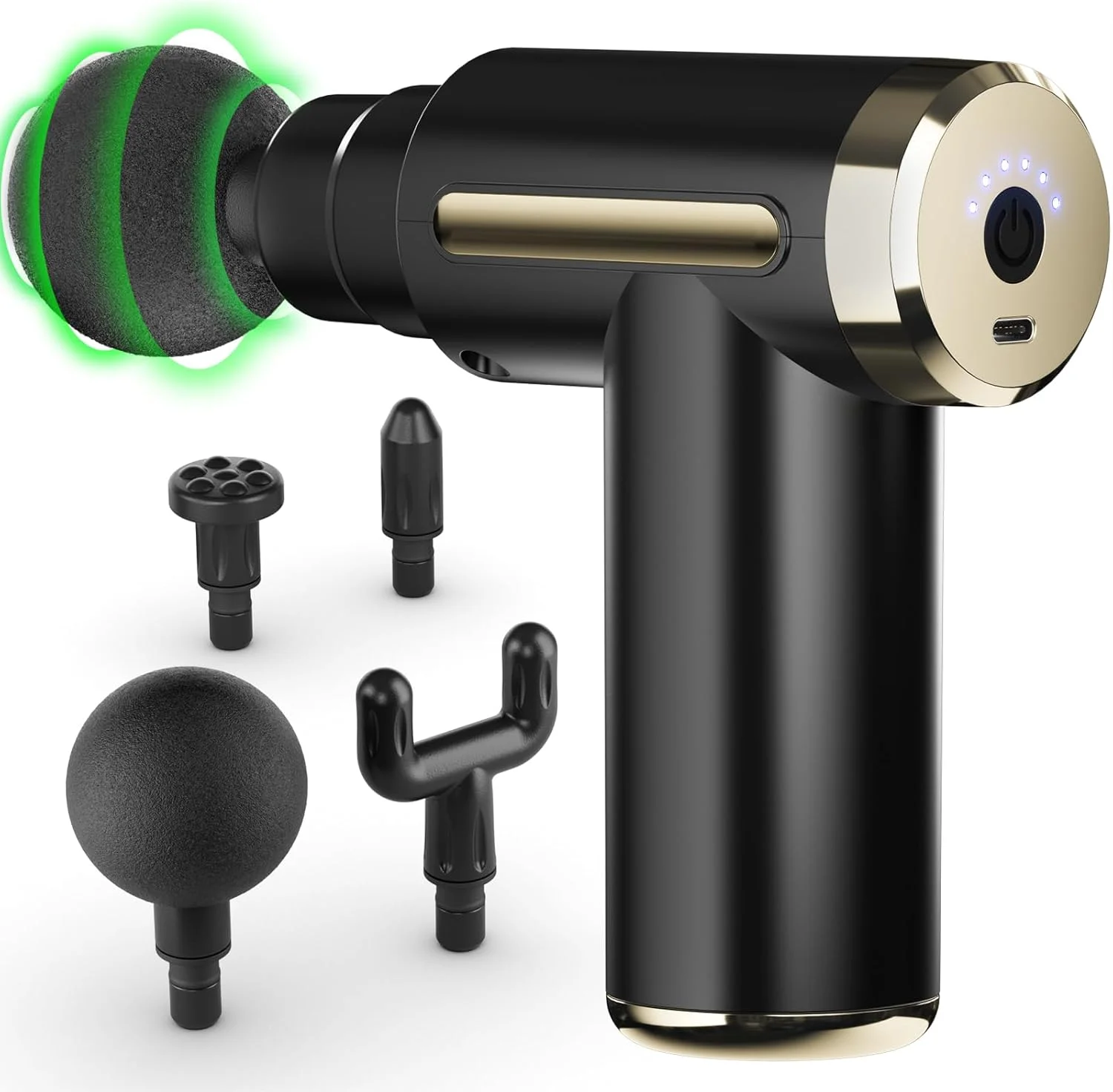 ماساژور دستی عضلات کوتسکو، 6 سرعته، بی سیم، با 4 سری قابل تعویض، شارژ Type-C، هدیه برای مادر/پدر، طلایی