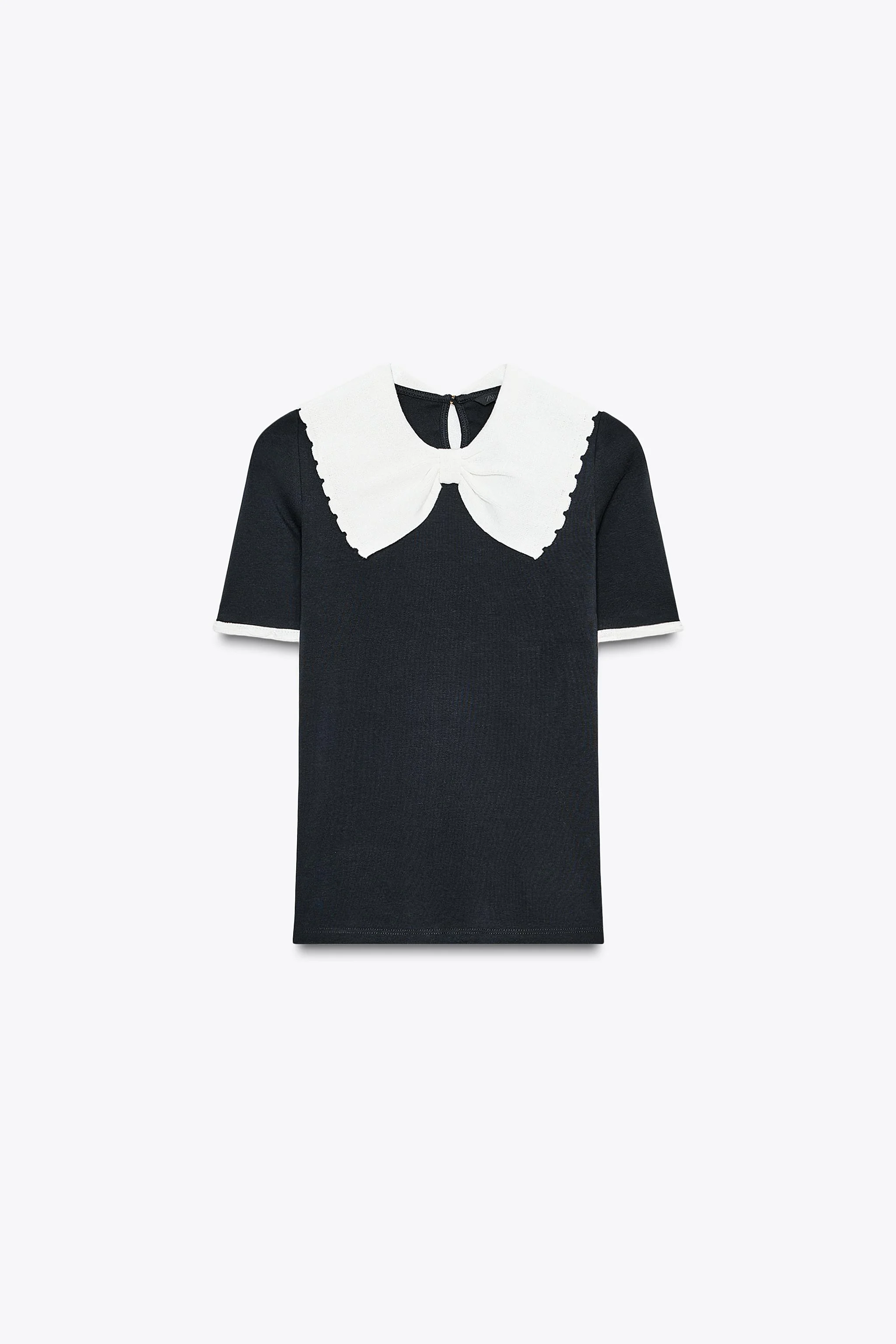 تی شرت یقه بافت درشت پاپیون دار