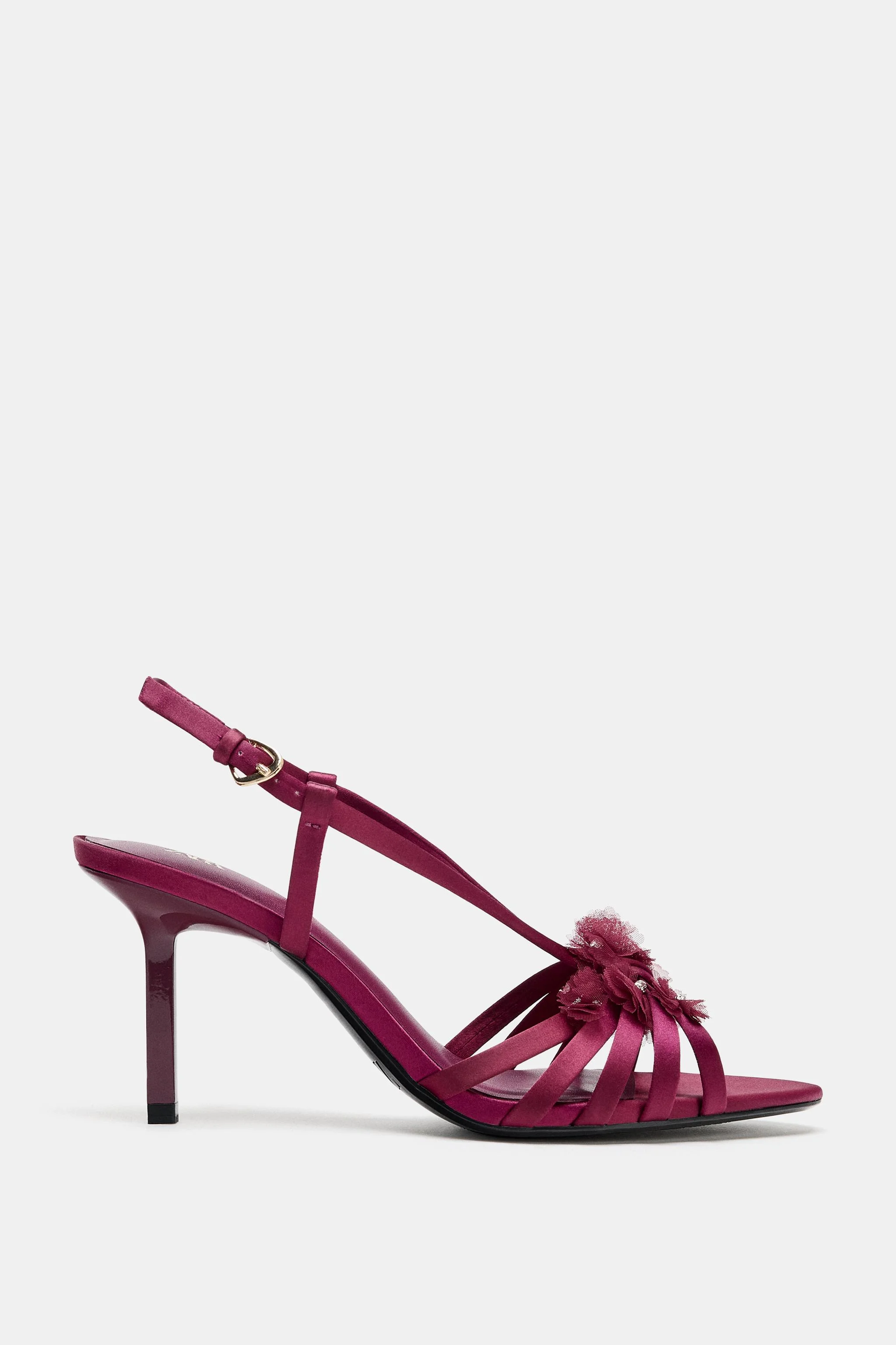 صندل پاشنه بلند با طرح ساتن و گلدار