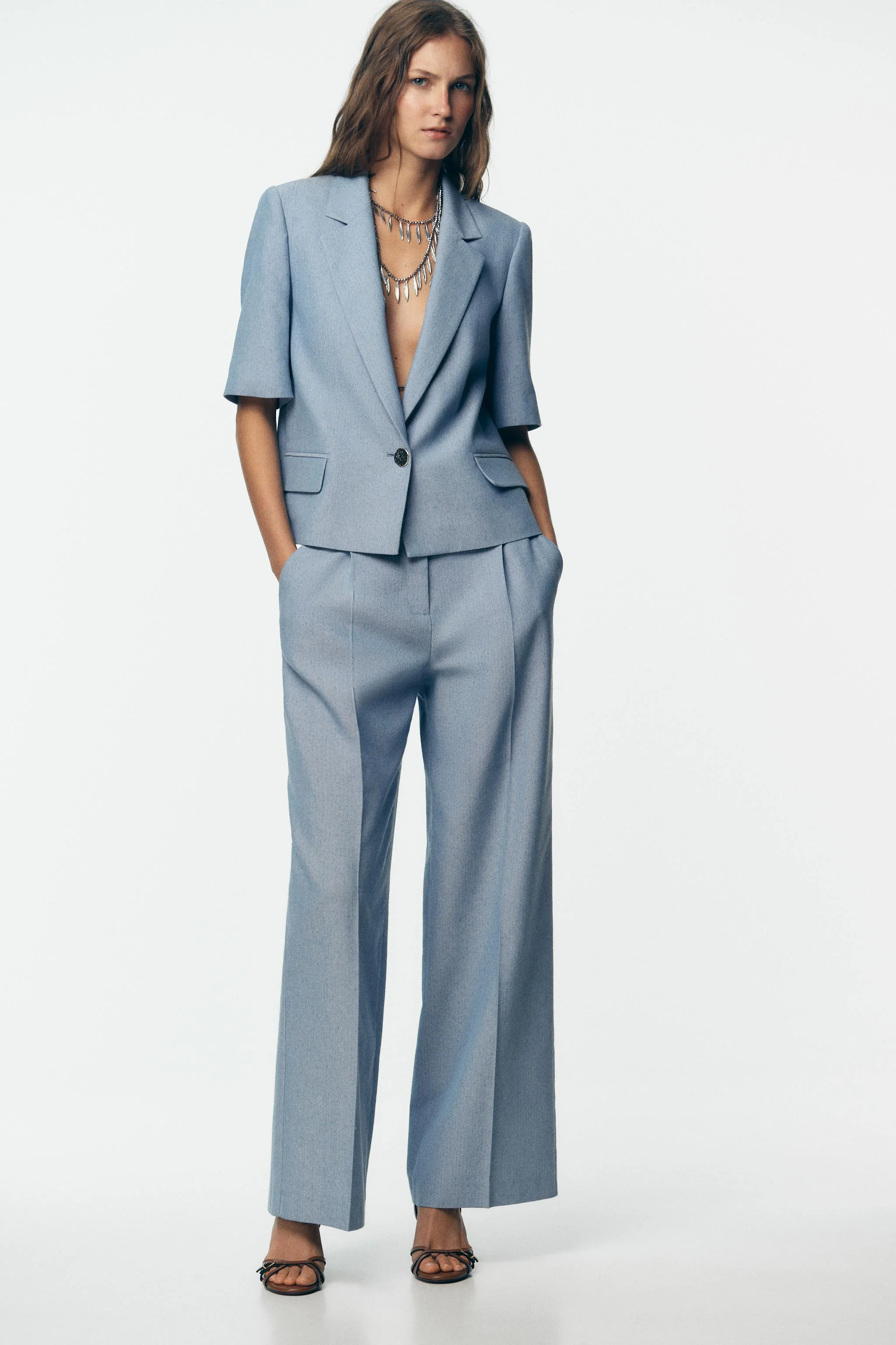 کت بلیزر آستین کوتاه کراپ کت بلیزر آستین کوتاه کراپ