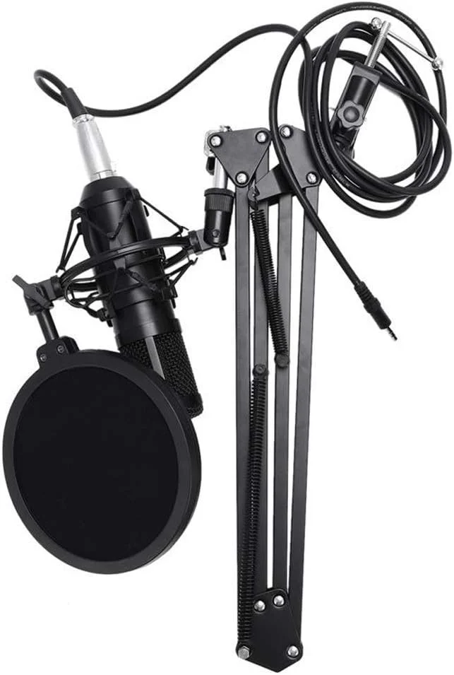 میکروفون کاندنسر حرفه ای کامل برای ضبط صدا، کارت صدای USB با فانتوم پاور، مناسب استودیو، کارائوکه و کامپیوتر