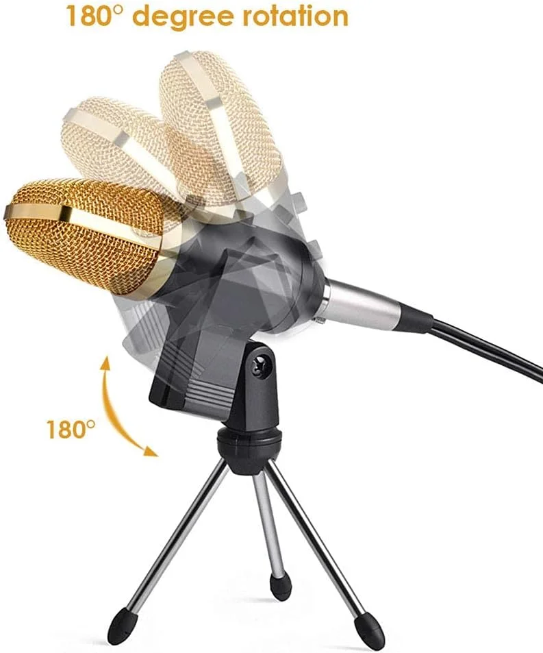 میکروفون USB برای ویندوز و مک، به همراه لرزه‌گیر، پاپ فیلتر، کابل USB و کیت گیره نصب رومیزی برای پخش و ضبط صدا