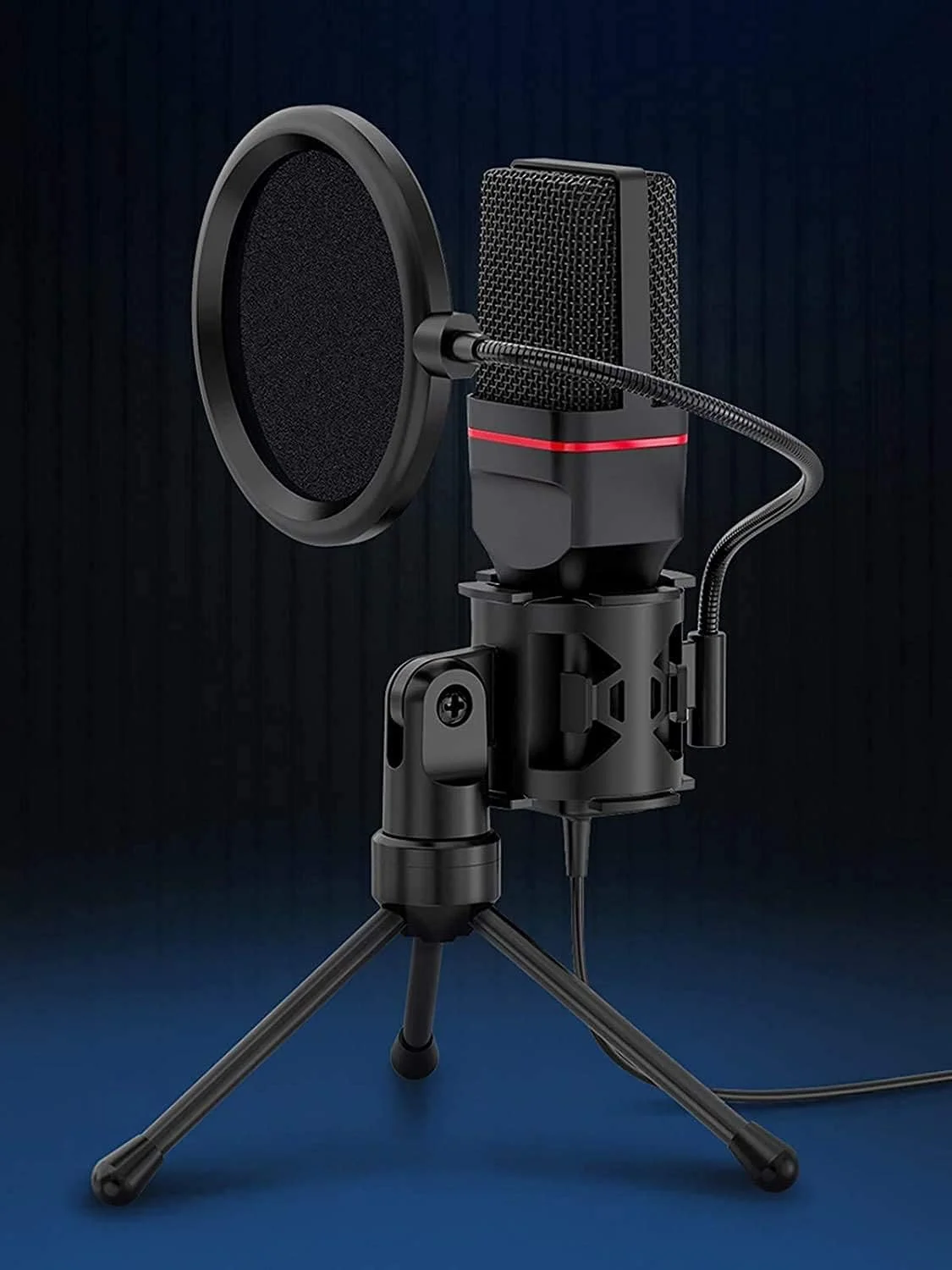 میکروفون استودیویی کاردیوئید حرفه ای با سه پایه و فیلترهای محبوب برای ضبط صدا، صداگذاری و استریم