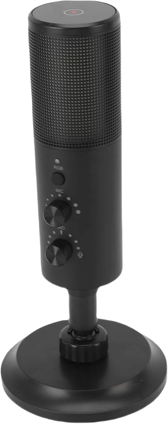 میکروفون USB 192kHz/24Bit با نورپردازی RGB، میکروفون کاندنسر کاردیوئید برای بازی، پخش زنده، ضبط