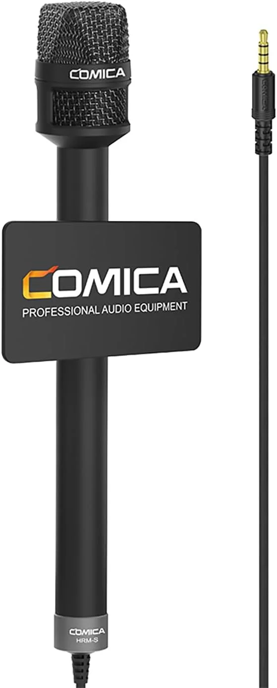 میکروفون مصاحبه دستی HRM S برای گوشی هوشمند، پلاگ 3.5 میلی متری TRRS، میکروفون کندانسور کاردیوئید با دریافت صدای موثر، نویز داخلی فوق العاده کم، ساختار تمام فلزی، محافظت بهتر
