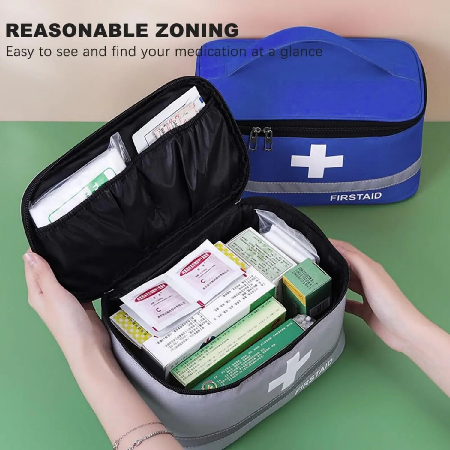 دو عدد کیف کمک های اولیه Azonee، کیف های خالی دارو، کیف کمک های اولیه قابل حمل برای کمپینگ در فضای باز، مسافرت، کار (آبی) دو عدد کیف کمک های اولیه Azonee، کیف های خالی دارو، کیف کمک های اولیه قابل حمل برای کمپینگ در فضای باز، مسافرت، کار (آبی)