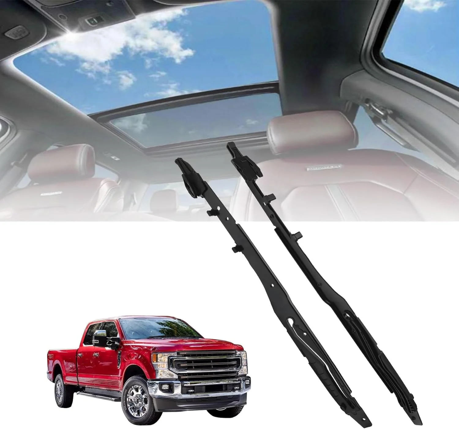 مجموعه تعمیر ریل سانروف KASTWAVE، جایگزینی ریل های راهنمای سانروف، سازگار با فورد F150 F250 F350 F450 مدل 2015-2020، سازگار با جایگزینی FL3Z-1651071-A FL3Z-1651071-B