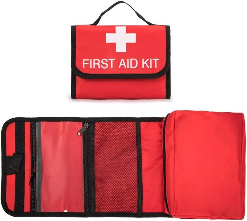 کیف کمک های اولیه، کیف حمل خالی قرمز رنگ، کیف کمک های اولیه برای سفر در فضای باز، کیف نگهداری دارو و لوازم ضروری برای ماشین، خانه، اداره، ورزش و فعالیت های خارج از منزل