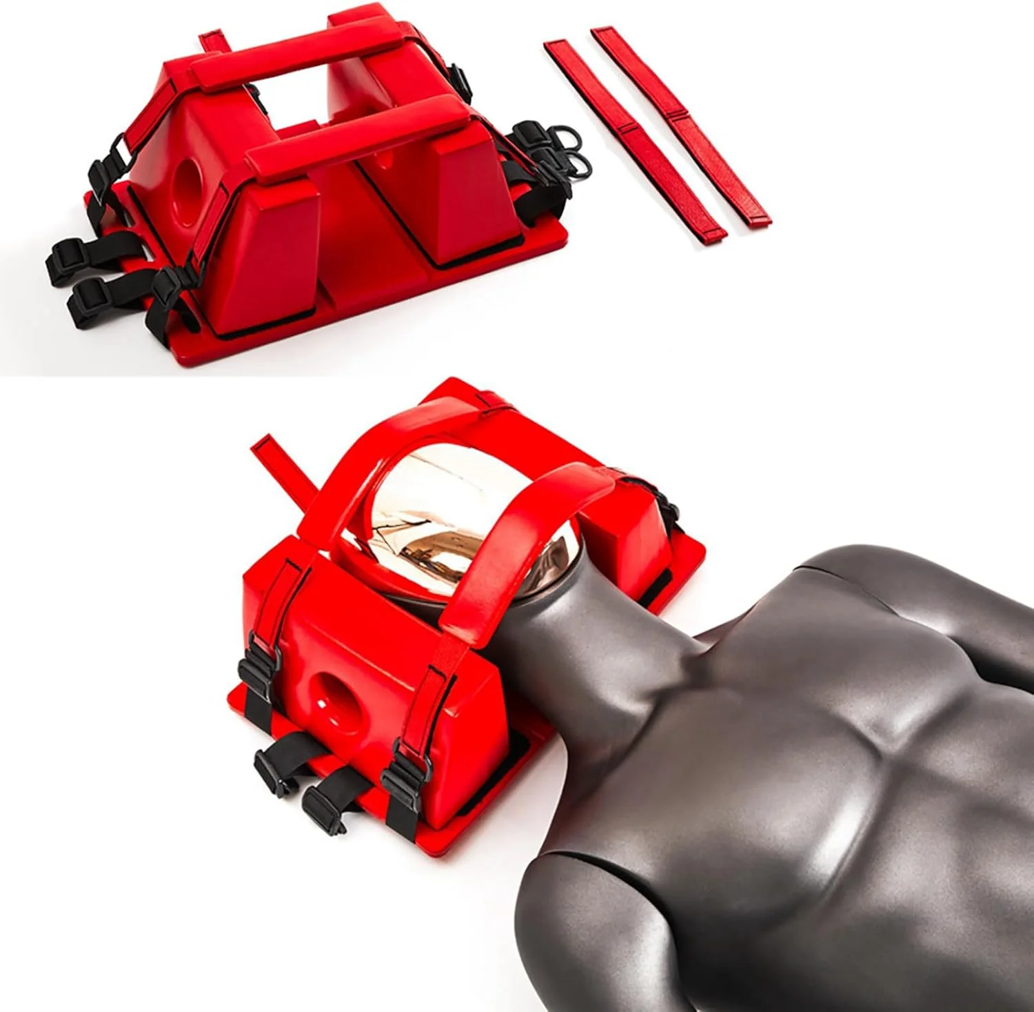 تثبیت کننده سر اضطراری، تثبیت کننده سر تخته پشتی نجات غریق با بندهای قابل تنظیم، قابل استفاده مجدد، مناسب برای مکان های مختلف مانند ساحل دریا، استخر، آتش نشانی