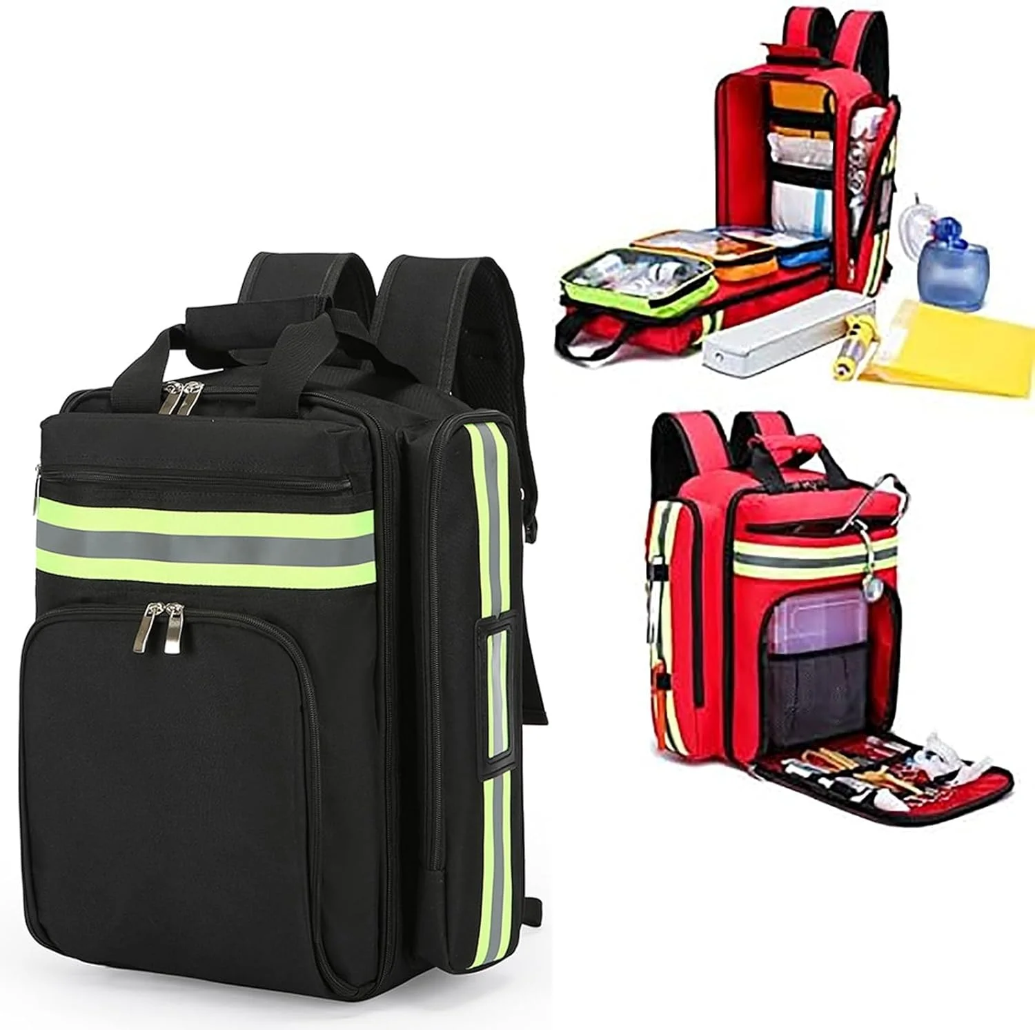 کوله پشتی بزرگ پزشکی، کوله پشتی کمک های اولیه اضطراری، ساختار ضد آب و بادوام با بند قابل تنظیم، حمل آسان و نوارهای بازتابنده برای افزایش دید، مناسب برای مسافرت، خانه