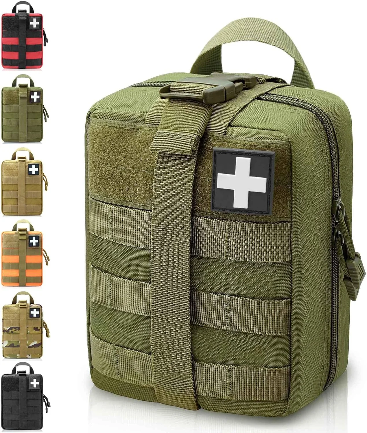 کیف کمک های اولیه تاکتیکی VIIDOO EMT، کیف های مجهز به سیستم Molle برای پیاده روی، کمپینگ، رنگ سبز ارتشی