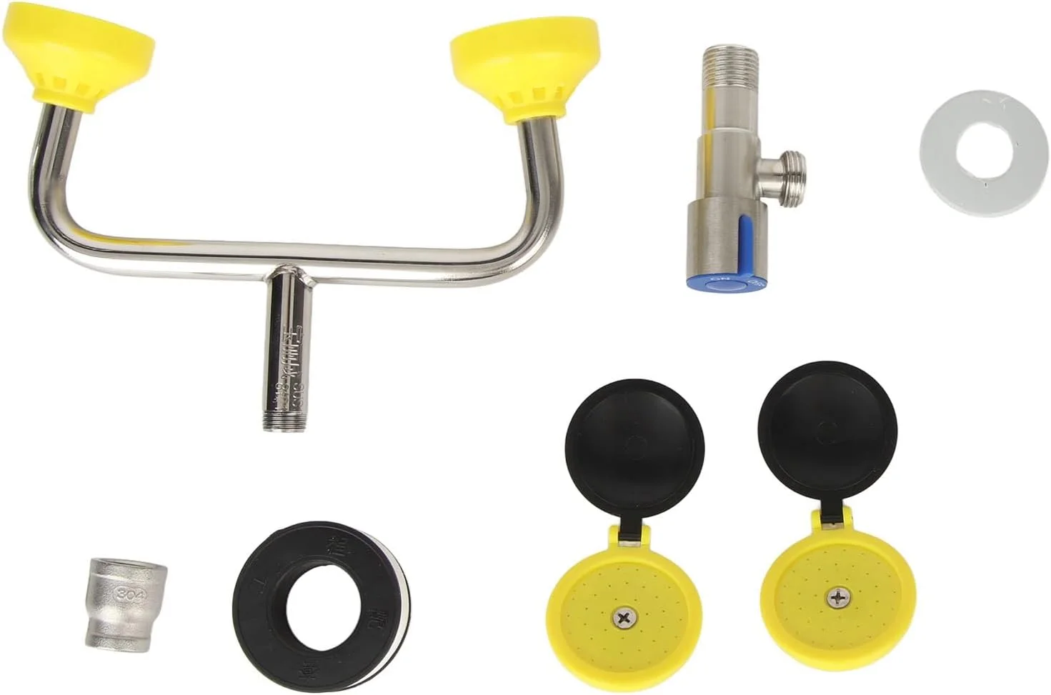 ایستگاه شستشوی چشم Tuwei، کیت شستشوی چشم، ایستگاه شستشوی چشم اضطراری نصب شده روی شیر آب برای اتصال به سینک، آبیاری چشم با دو سر اسپری، واحدهای شستشوی چشم فولادی ضد زنگ برای آزمایشگاه