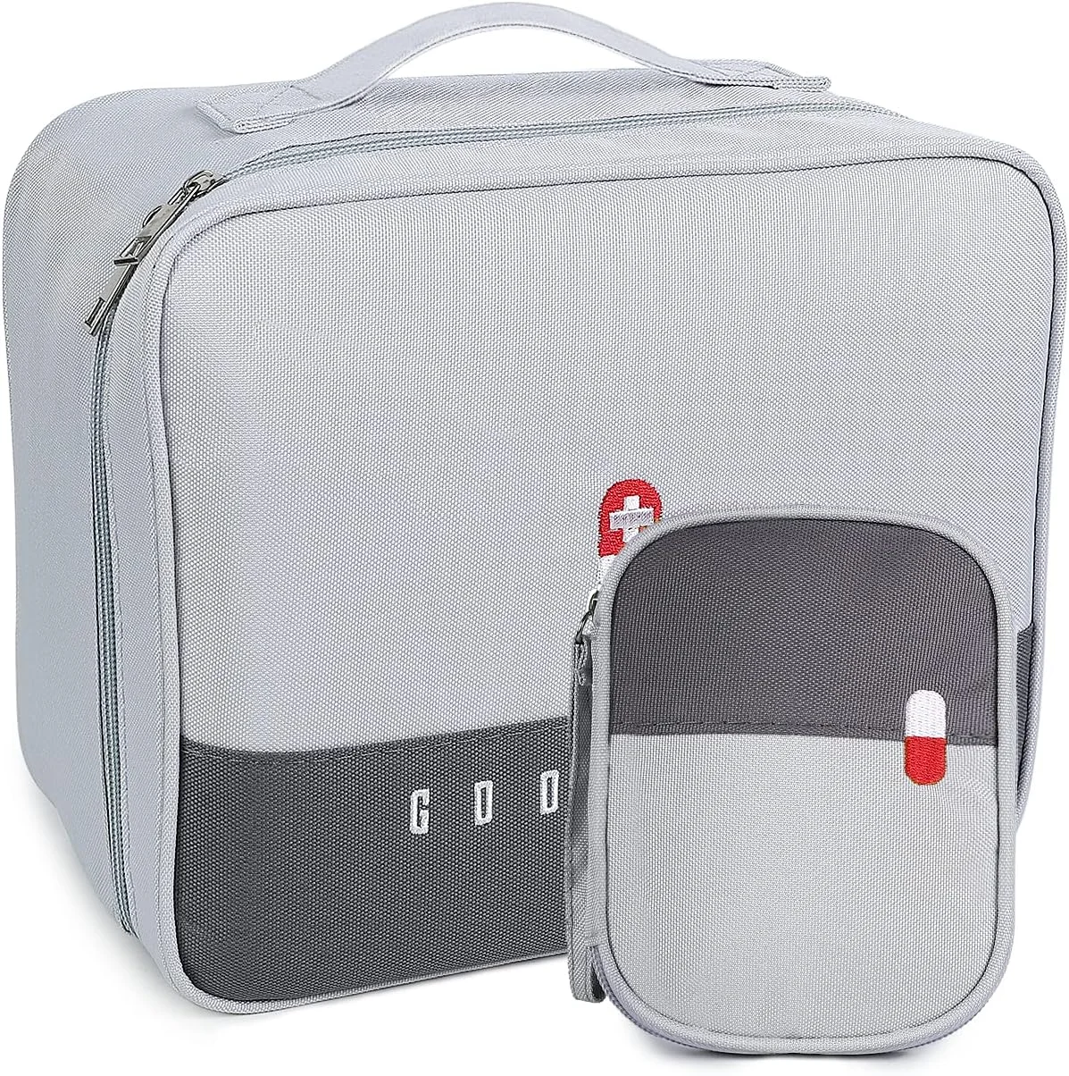 بسته دو عددی کیف دارو Romon، کیف لوازم دارویی مسافرتی، ضد آب، کیف داروی بزرگ و کوچک، مسافرتی، کیف کمک های اولیه، خالی، کیف نگهداری دارو قابل حمل برای خانه، دفتر، مسافرت، فضای باز