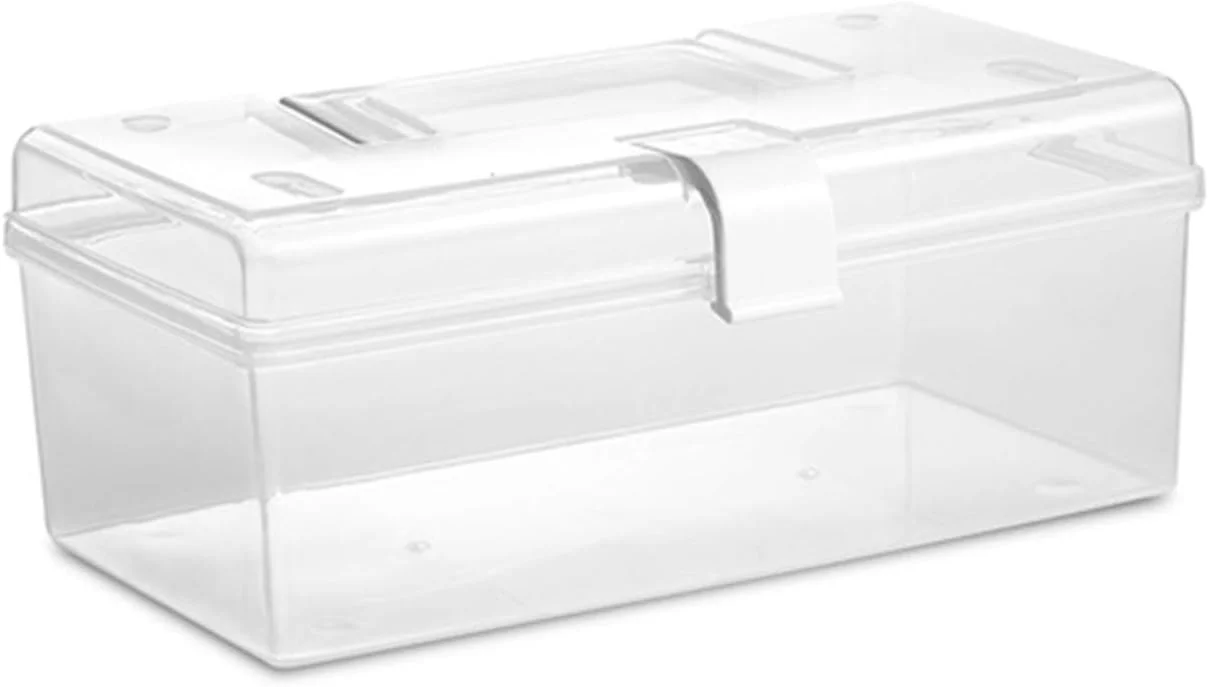 جعبه نگهداری دارو با دسته شفاف، جعبه سازماندهی لوازم خانواده مناسب استفاده در فضای باز (سایز: B)