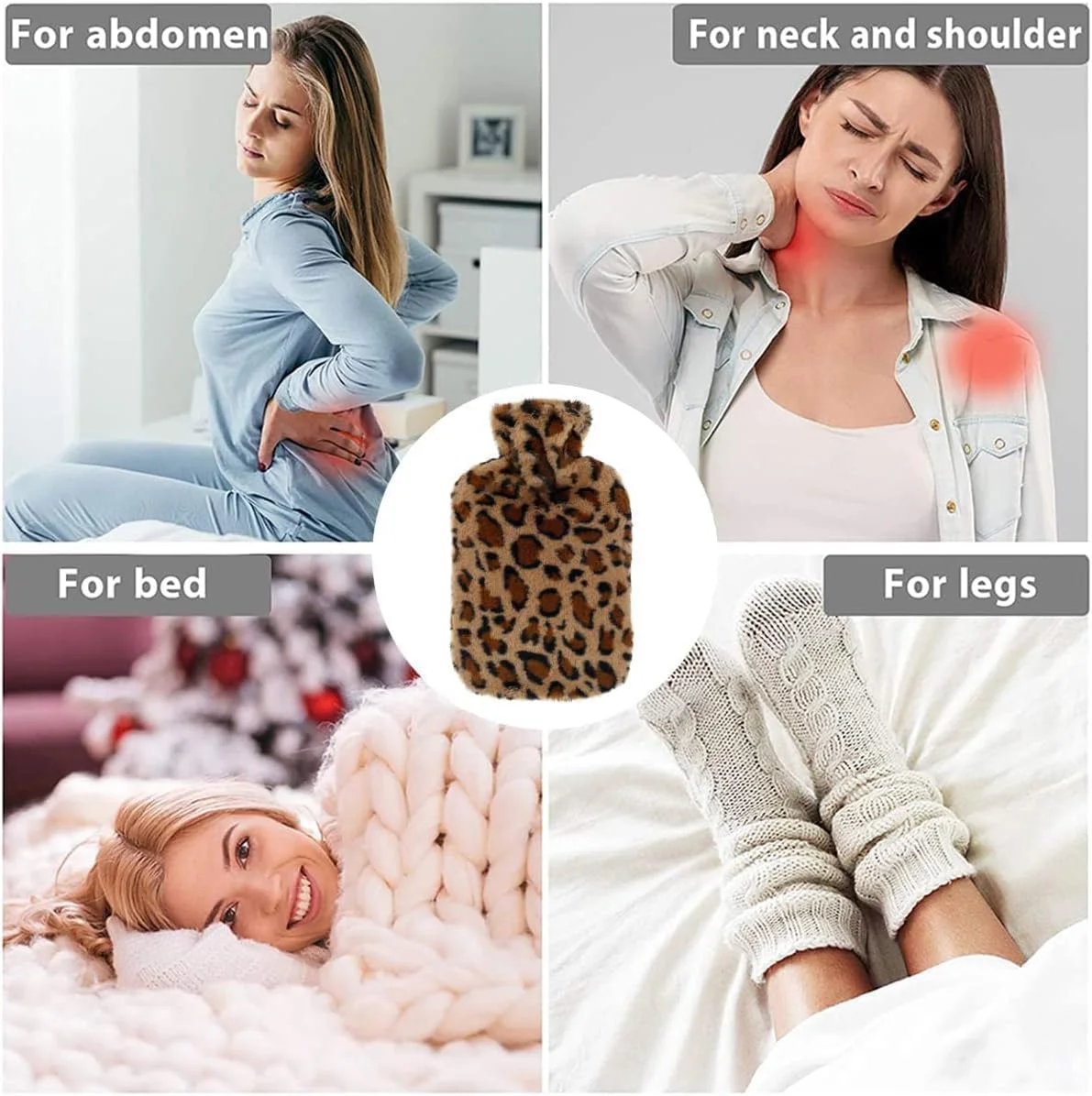 کیسه آب گرم Azonee زمستانی با روکش کرکی - روکش خز مصنوعی نرم و با کیفیت - ظرفیت بزرگ 1.8 لیتری - کیسه آب گرم قابل استفاده مجدد برای شب های دنج، تسکین درد، کمر، گردن و شانه ها - هدیه ای عالی