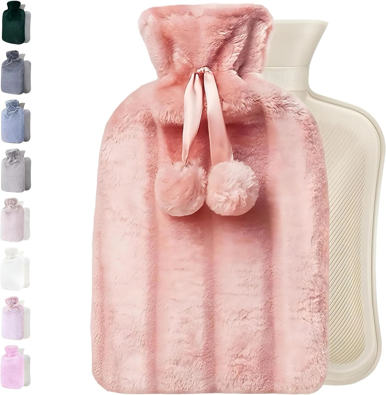 کیسه آب گرم 2 لیتری با روکش نرم Fixwal®، کیسه آب گرم لاستیکی کلاسیک برای تسکین درد شانه و گردن، گرما درمانی، گرمای زمستانی، لاستیک بدون BPA، روکش قابل شستشو (رنگ های متنوع)