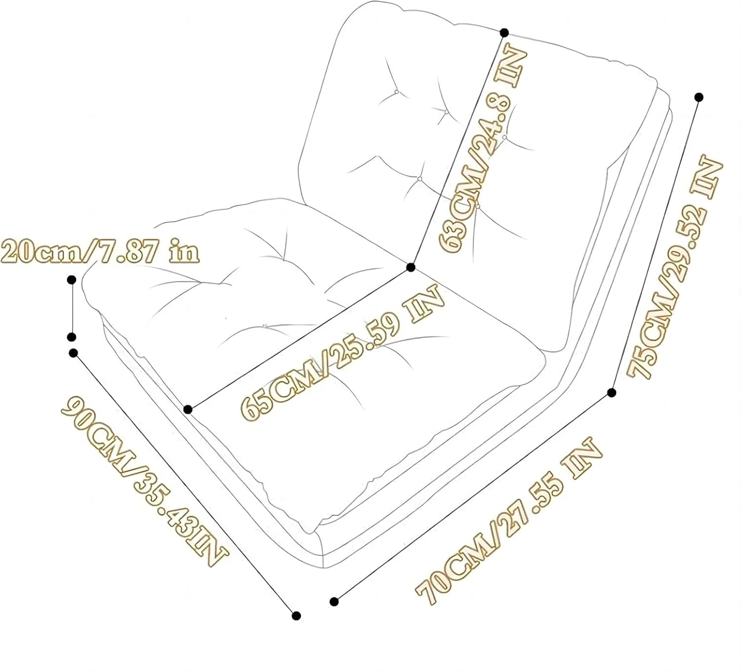 صندلی مبل تاشو تنبل ALMEKAQUZ، صندلی استراحت اتاق خواب (سفید) با قابلیت تنظیم 5 حالته
