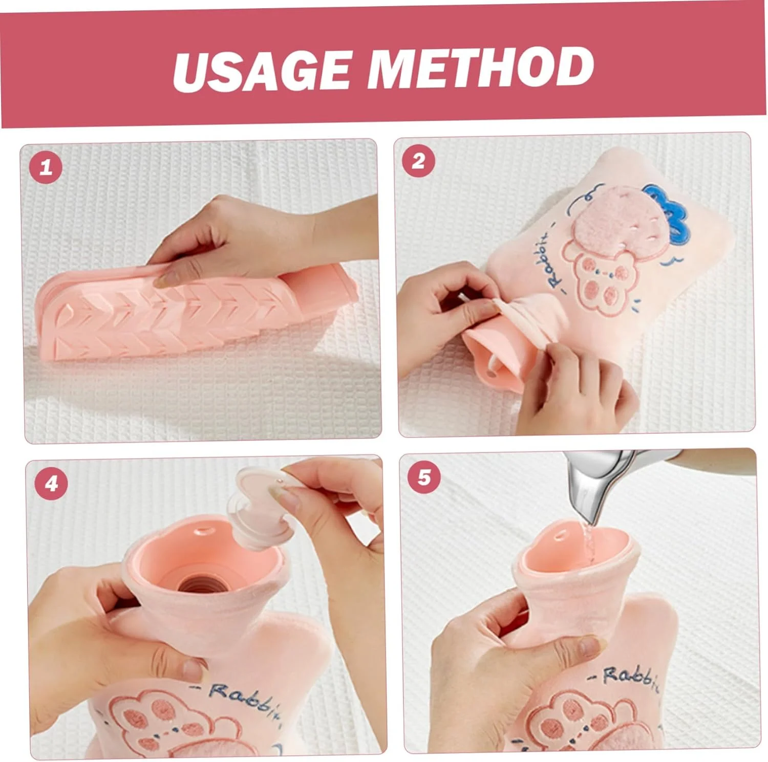 بطری آب گرم لاستیکی 500 میلی لیتری با روکش نرم - بسته 2 عددی، کیسه آب گرم فانتزی برای تسکین دردهای قاعدگی و گردن، شانه ها و پاها، کمپرس گرم و سرد ایده آل برای بانوان و دختران