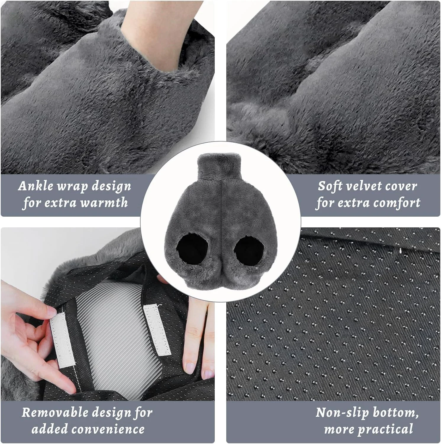 کیسه آب گرم بزرگ ۲ لیتری برای پا، کیسه آب گرم لاستیکی برای گرم کردن پاها، گرم کننده پاهای سرد، برای تسکین درد گردن و شانه ها، گرم کردن پا، درد قاعدگی، کیسه آب گرم بدون BPA