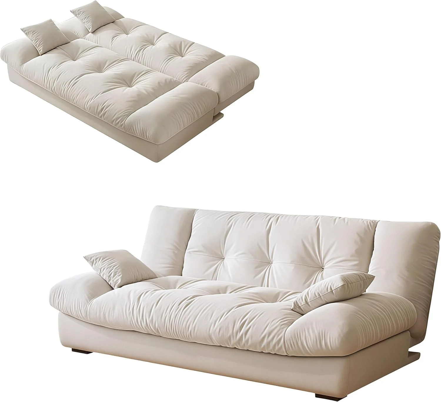 تختخواب شو مبلی ابری – مبل فوتون تاشو 2 در 1 با کوسن، طراحی مدرن و مینیمال، روکش مخملی نرم، مبل تختخواب شو جمع و جور برای اتاق نشیمن، اتاق مهمان یا آپارتمان