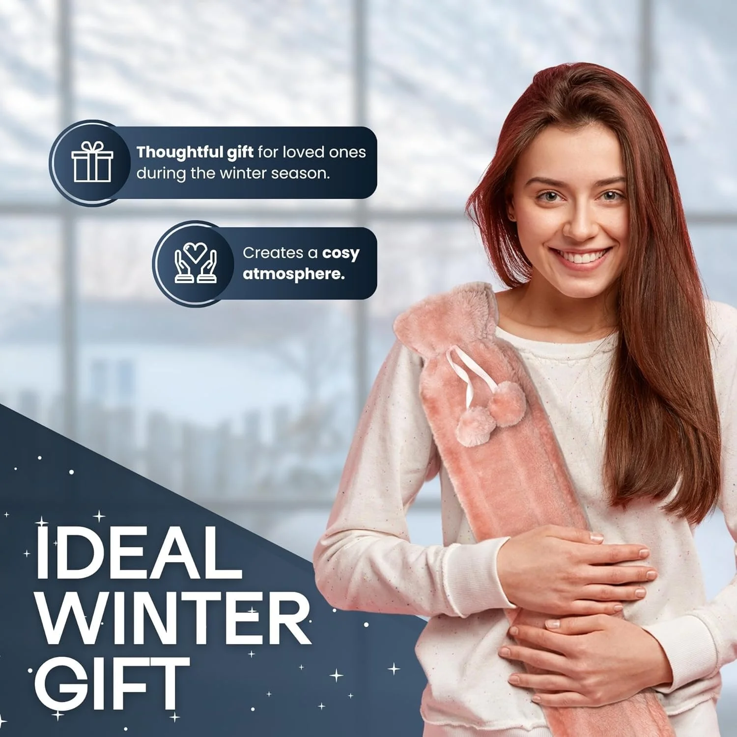 کیسه آب گرم بزرگ با روکش، کیسه آب گرم برای پا، کیسه آب گرم ضد نشت 2 لیتری بزرگ برای کمر و شانه، هدیه برای خانم ها