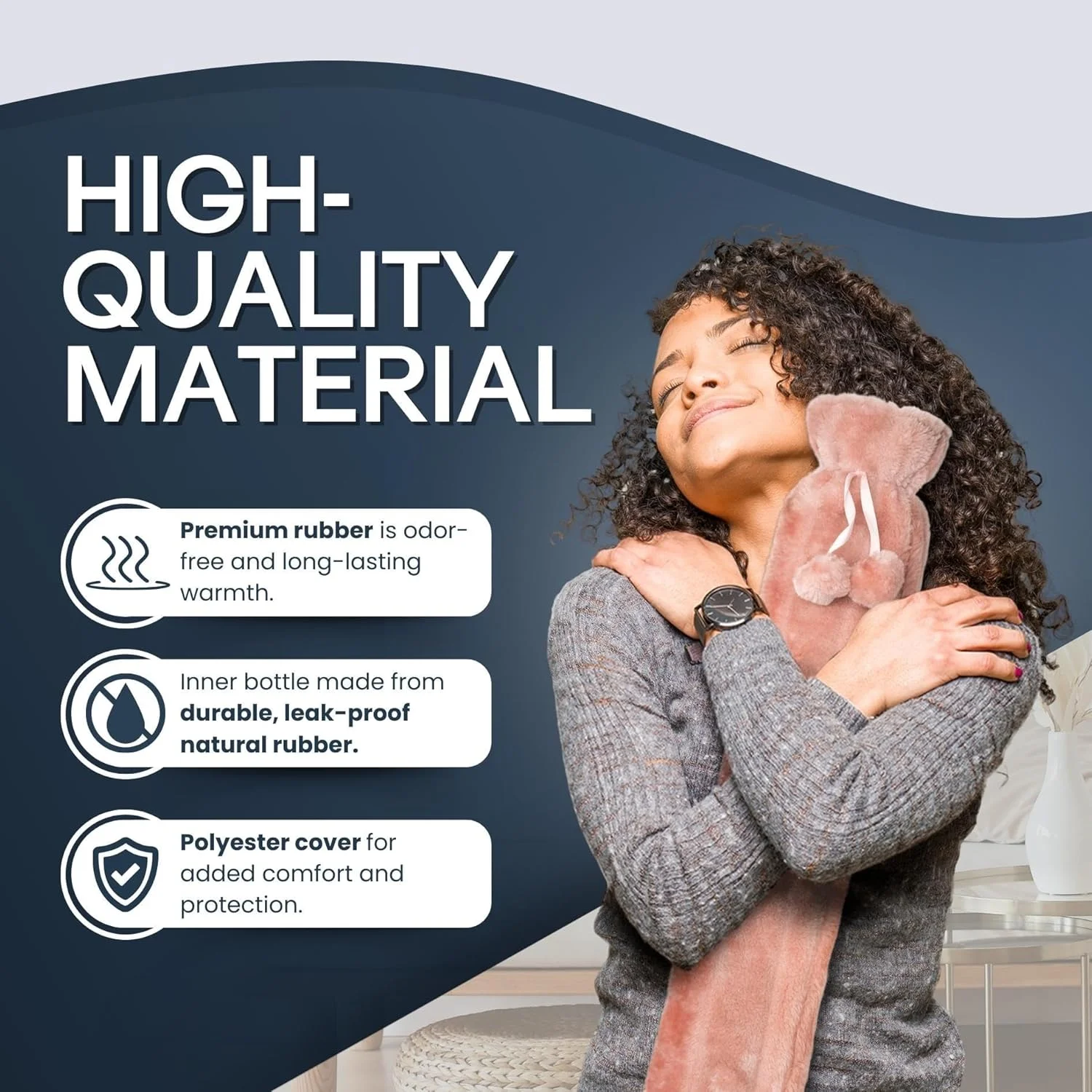 کیسه آب گرم بزرگ با روکش، کیسه آب گرم برای پا، کیسه آب گرم ضد نشت 2 لیتری بزرگ برای کمر و شانه، هدیه برای خانم ها