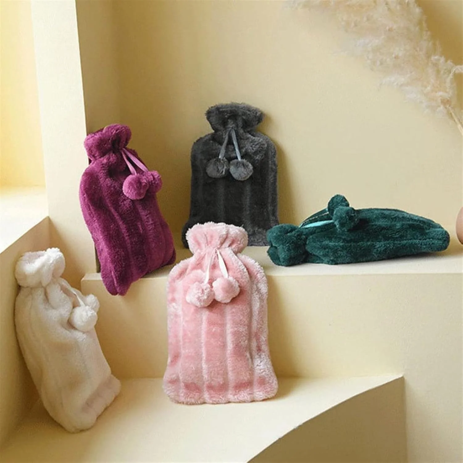 کیسه آب گرم لاستیکی صورتی XZEIT، 2 لیتری، ضد نشت، گرم کننده دست و پا