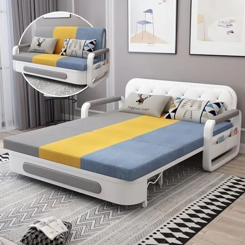 مبل تختخواب شو رنگارنگ ونبو هوم با ابعاد 1.28 در 1.58 متر، 2-3 نفره، دارای فضای ذخیره سازی، سبک مدرن، فریم آلومینیومی، پایه های فولادی آلیاژی، کوسن های فومی، تمیز کردن آسان