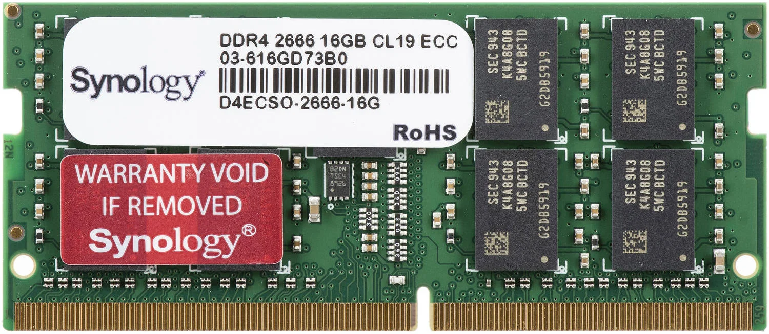 حافظه سرور 16 گیگابایتی سینولوژی (1 عدد 16 گیگابایتی) DDR4 با فرکانس 2666 مگاهرتز ECC SO-DIMM، سرعت کلاک 2666 مگاهرتز، 260 SO-DIMM، سازگار با RS820RP+، RS820+، DVA3219 | D4ECSO-2666-16G