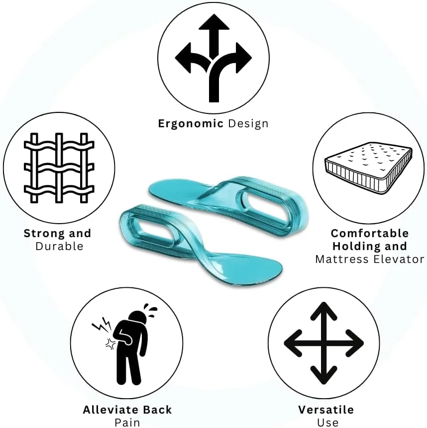 ابزار مرتب سازی ملحفه تخت خواب 11 اینچی درجه یک (بسته 2 عددی) | ابزار بلند کننده تشک تخت خواب دو نفره و مرتب کردن ملحفه برای سالمندان، بانوان باردار و افراد دارای کمر درد | پلاستیک ABS بادوام - آبی