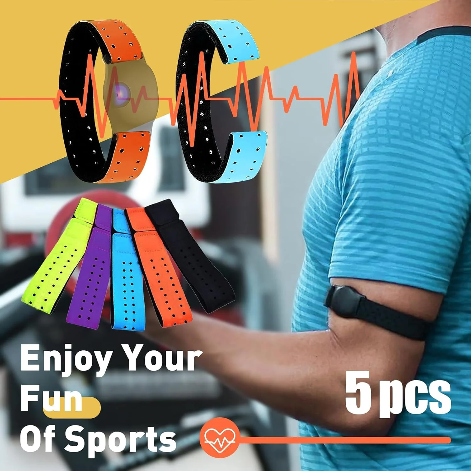 مجموعه 5 عددی بند جایگزین مانیتور ضربان قلب آزون، بند نرم 2x35 سانتیمتری در 5 رنگ، بند بازویی قابل تنظیم برای سنسور ضربان قلب OTF Beat و تئوری فیتنس مجموعه 5 عددی بند جایگزین مانیتور ضربان قلب آزون، بند نرم 2x35 سانتیمتری در 5 رنگ، بند بازویی قابل تنظیم برای سنسور ضربان قلب OTF Beat و تئوری فیتنس