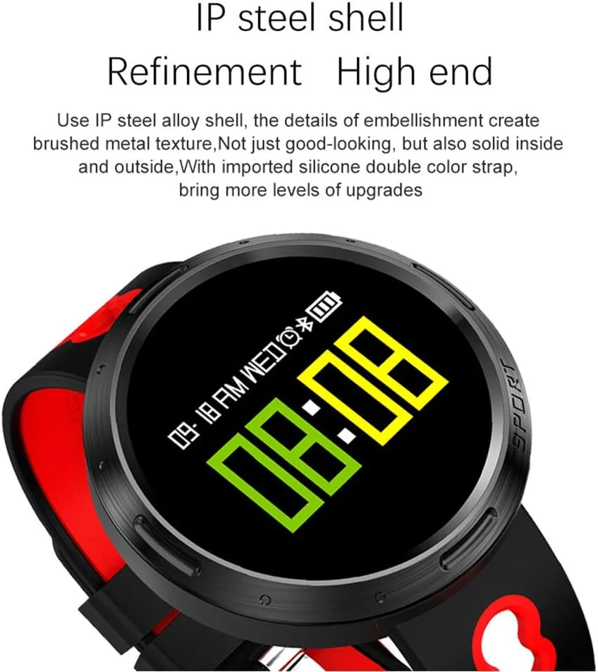 دستبند هوشمند YONII با قابلیت ردیابی ضربان قلب، تست فشار خون، پایش خواب، حالت های ورزشی گوناگون برای دویدن و شنا، گام شمار، یادآوری پیام تماس گیرنده، ضد آب تا عمق IP68 - قرمز