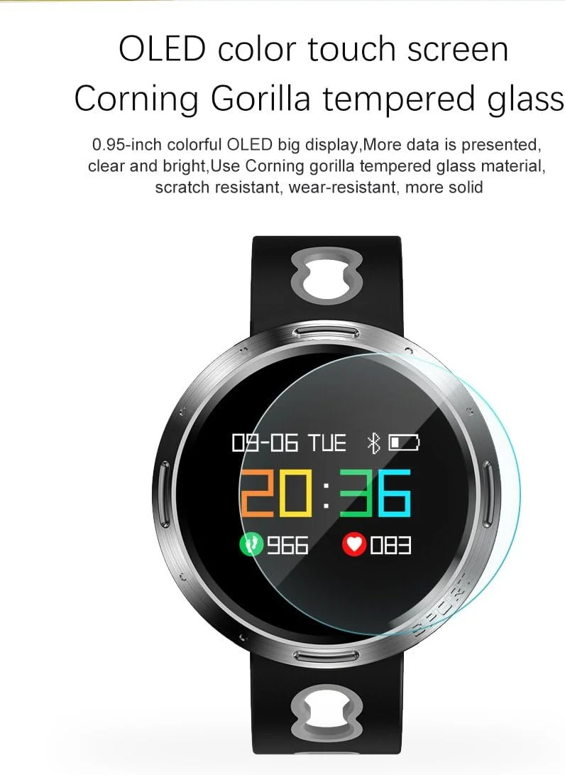 دستبند هوشمند YONII با قابلیت پایش ضربان قلب، تست فشار خون، نظارت بر خواب، حالت های ورزشی مختلف برای دویدن و شنا، گام شمار، یادآوری پیام تماس گیرنده، ضد آب عمیق IP68 - خاکستری