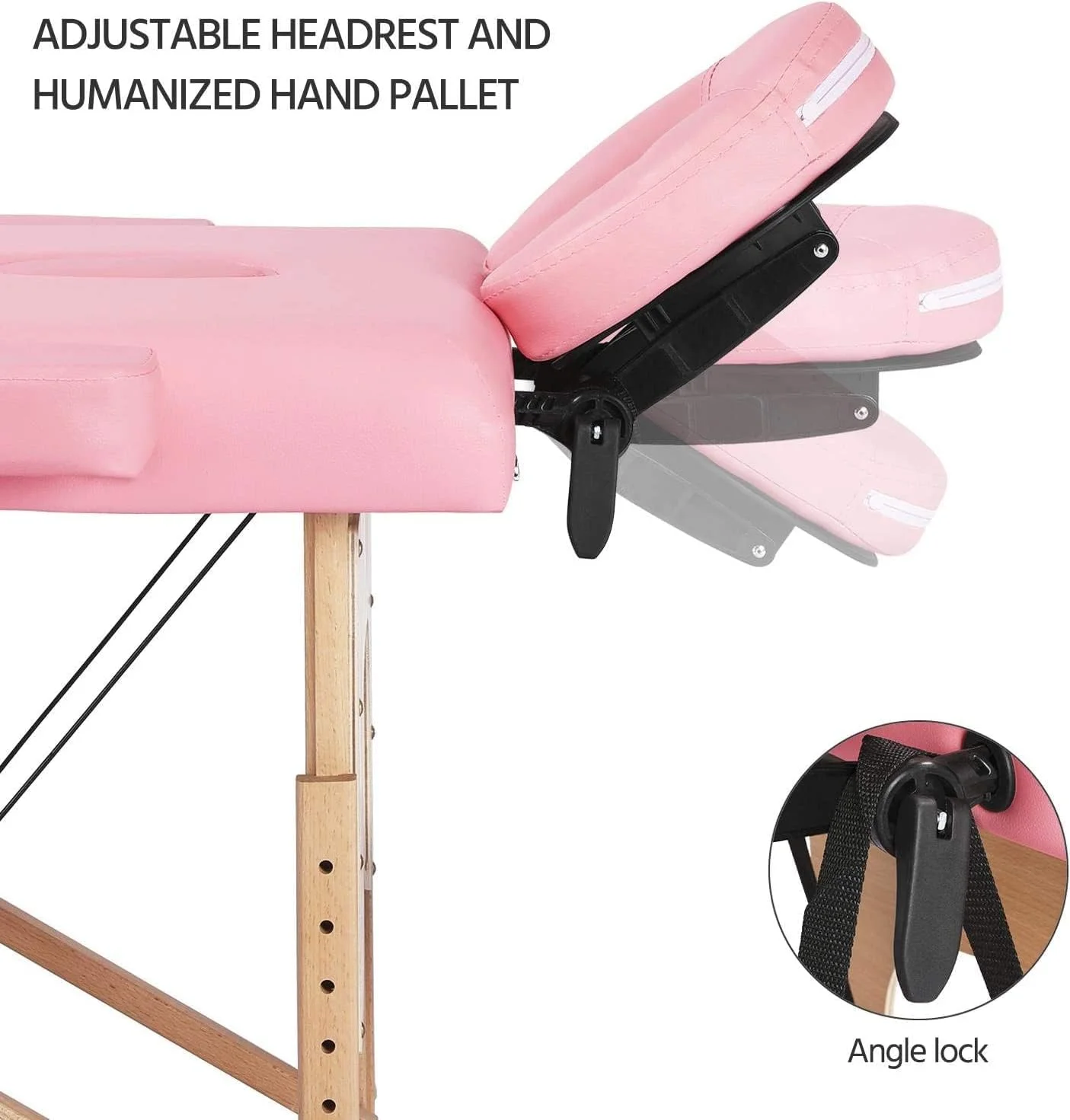 تخت ماساژ قابل حمل کول بیبی، تاشو و قابل تنظیم با فریم چوبی 3 قسمتی، زیرسری ارگونومیک و کیف حمل برای درمان های صورت، سالن اسپا و تتو