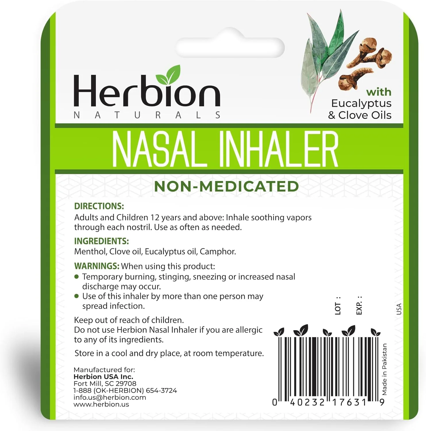 استنشاقی بینی گیاهی هربيون نچرالز - تسکین دهنده احتقان و گرفتگی بینی، سینوزیت و شرایط آلرژیک - 6 عدد استنشاقی بینی گیاهی هربيون نچرالز - تسکین دهنده احتقان و گرفتگی بینی، سینوزیت و شرایط آلرژیک - 6 عدد