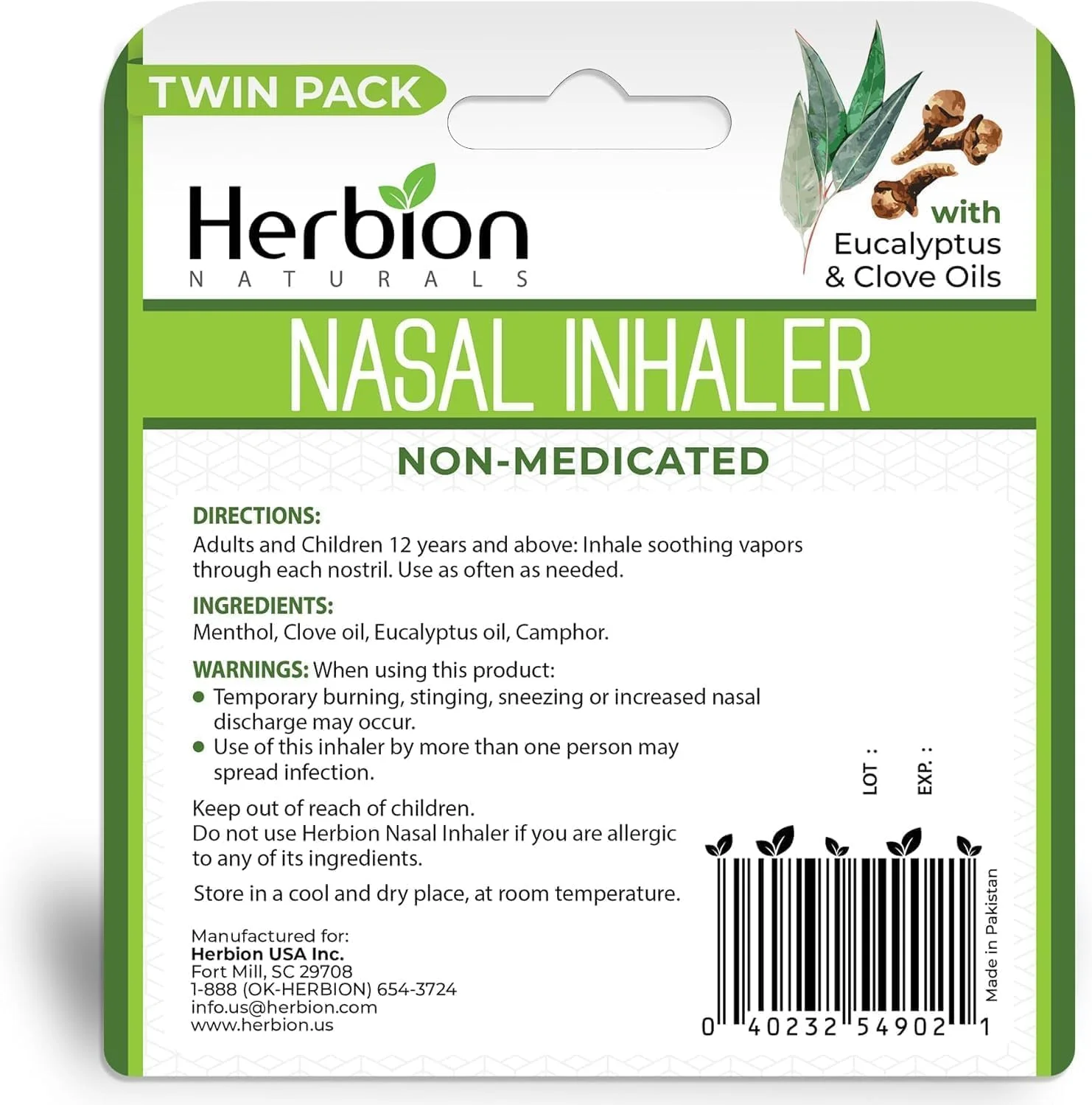 استنشاقی بینی گیاهی Herbion Naturals، 1.5 میلی لیتر - تسکین دهنده احتقان و گرفتگی بینی، سینوزیت و شرایط آلرژیک - منتول، روغن میخک، روغن اکالیپتوس و کافور استنشاقی بینی گیاهی Herbion Naturals، 1.5 میلی لیتر - تسکین دهنده احتقان و گرفتگی بینی، سینوزیت و شرایط آلرژیک - منتول، روغن میخک، روغن اکالیپتوس و کافور
