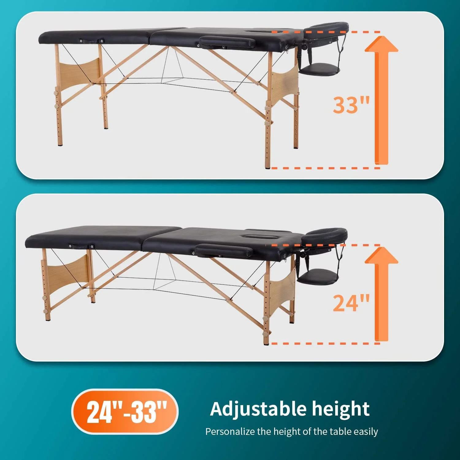 تخت ماساژ BestMassage، تخت مژه SPA با قابلیت تنظیم ارتفاع، طول 195 سانتی متر، عرض 71 سانتی متر، تاشو، چرم PU، قابل حمل، مناسب سالن (مشکی 1)