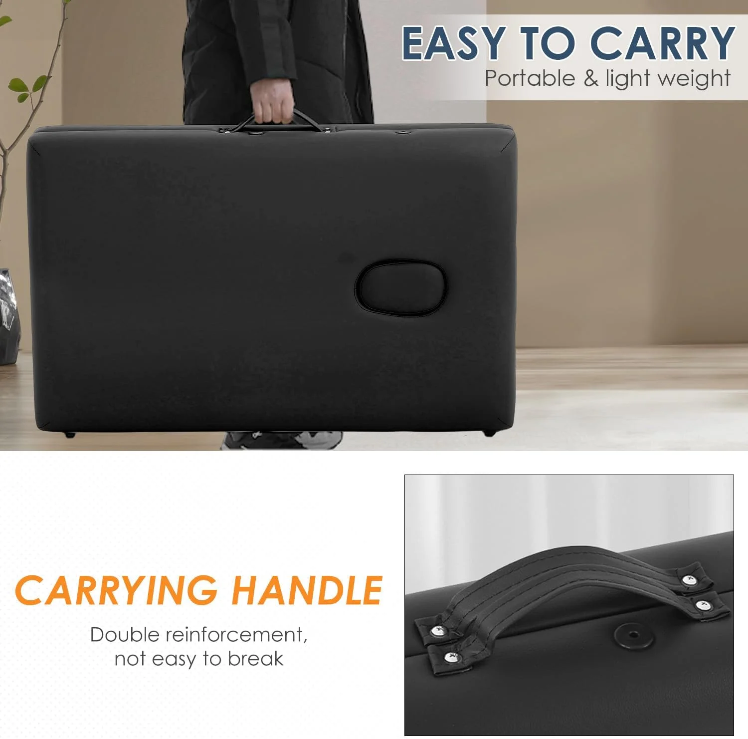 تخت ماساژ قابل حمل BestMassage، عرض 71 سانتی متر، تخت مژه با قابلیت تنظیم ارتفاع، میز تاشو 2 قسمتی اسپا به همراه کیف پارچه ای برای ماساژ پا، مراقبت از صورت و تتو