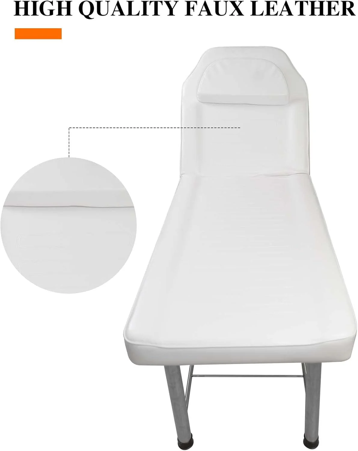 تخت ماساژ ثابت، مناسب مژه، اسپا، تخت فیشیال سنگین با لایه فوم حافظه‌دار، تخت سالن (سفید)