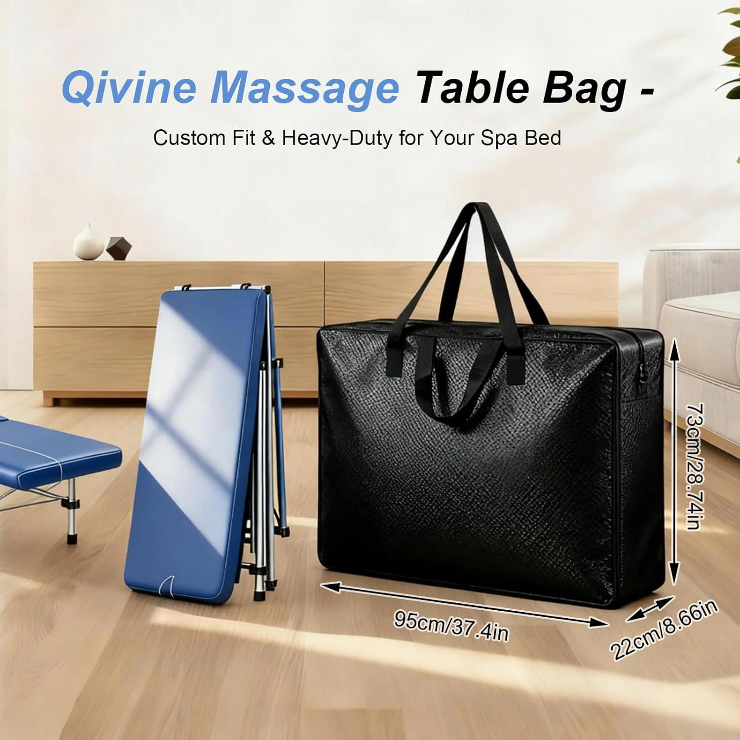 کیف حمل میز ماساژ کیواین، میز ماساژ قابل حمل سبک وزن، کیف حمل جهانی میز ماساژ، کیف نگهداری قابل حمل تخت ماساژ مشکی برای میز تاشو