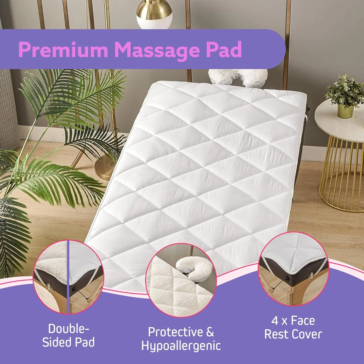 گرم کننده دو طرفه میز ماساژ پشمی - پد میز ماساژ ممتاز با لایه پشمی در یک طرف و میکروفیبر در طرف دیگر