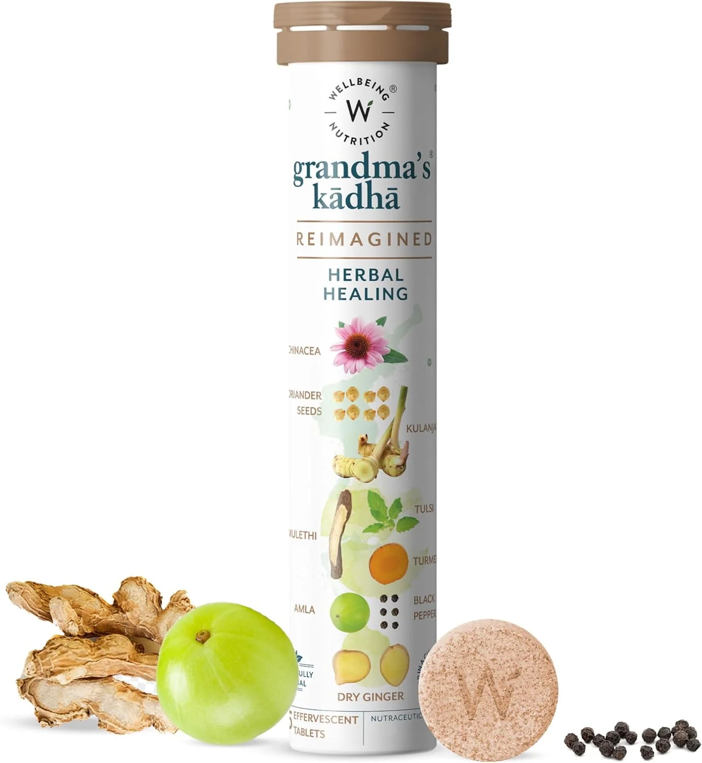 درمان گیاهی آیورودا کادای مادربزرگ Wellbeing Nutrition، دارای گواهی ارگانیک برای سرماخوردگی، سرفه، آنفولانزا، گلودرد و گرفتگی