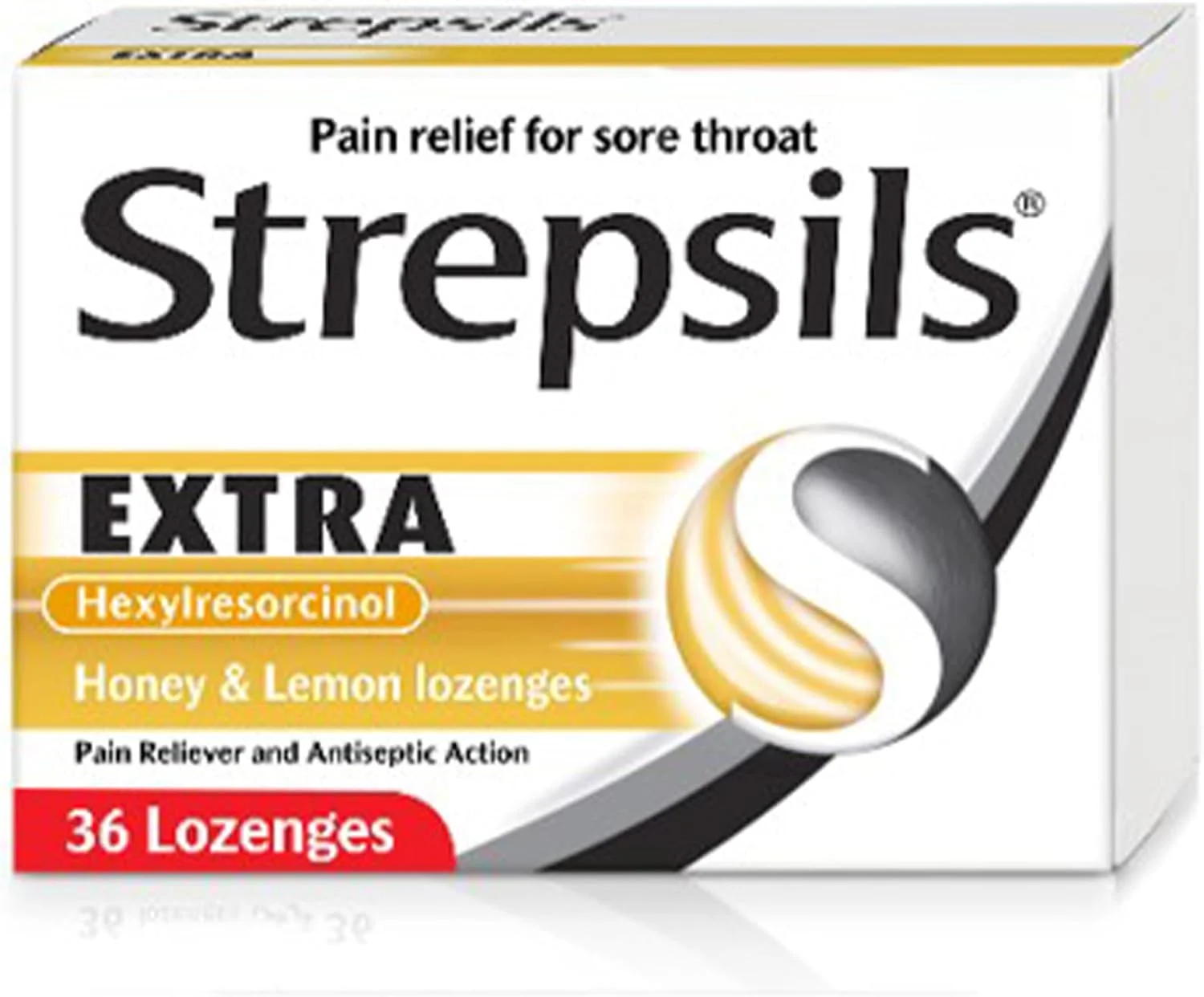 استرپسیلز اکسترا عسل و لیمو، تسکین دهنده موثر برای گلودرد، 36 قرص مکیدنی