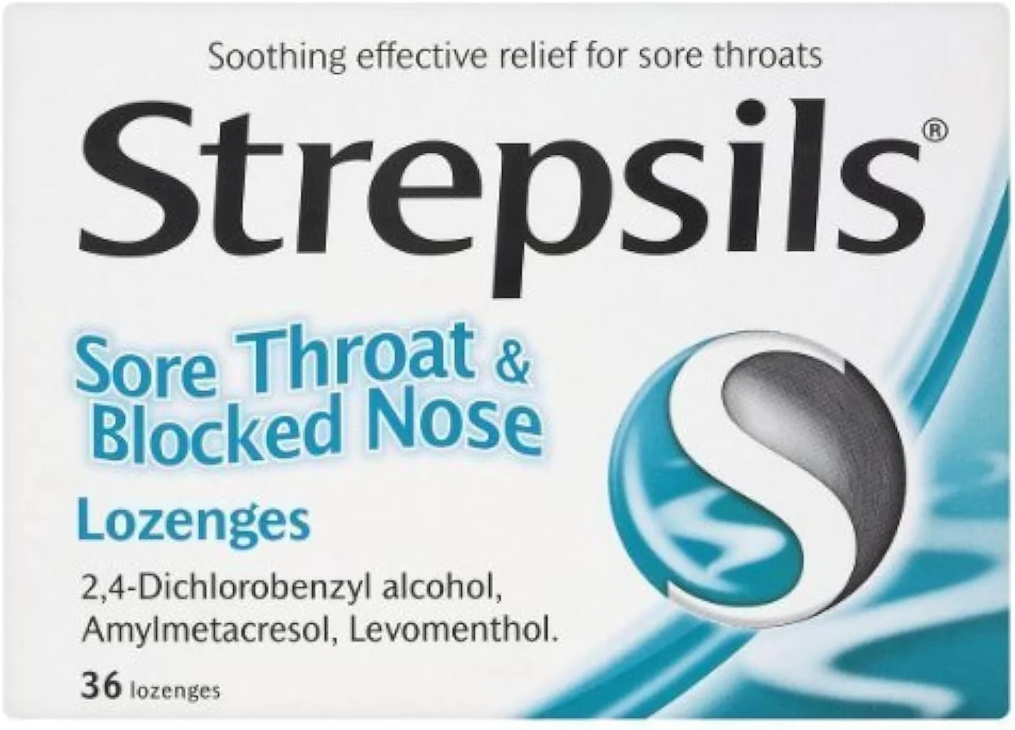 قرص مکیدنی استرپسیلز برای گلو درد و گرفتگی بینی، 36 عدد