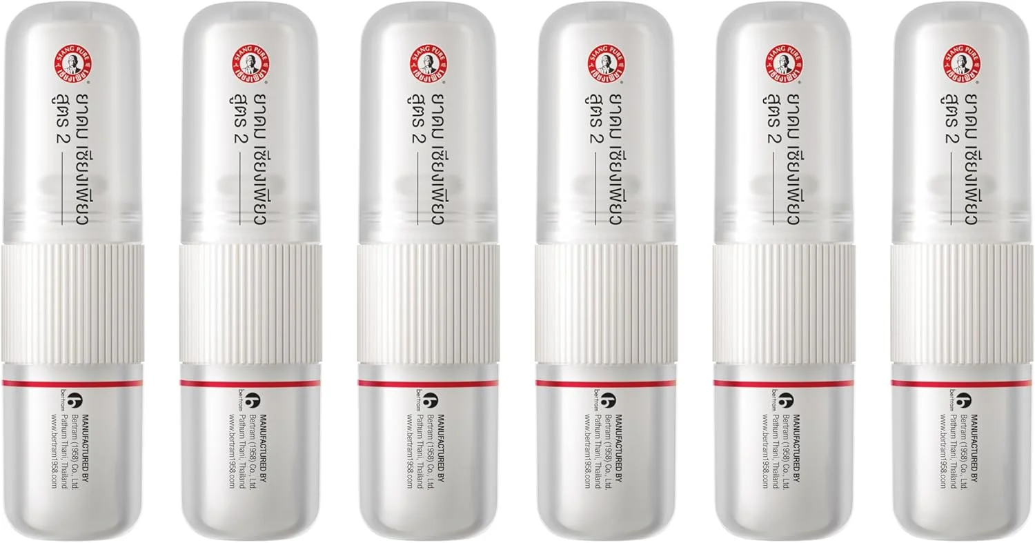 استنشاقی بینی روغن گیاهی سیانگ پیور - خنک کننده منتول، نعناع فلفلی و اکالیپتوس - تسکین آلرژی، گرفتگی و سینوس (بسته 6 عددی)