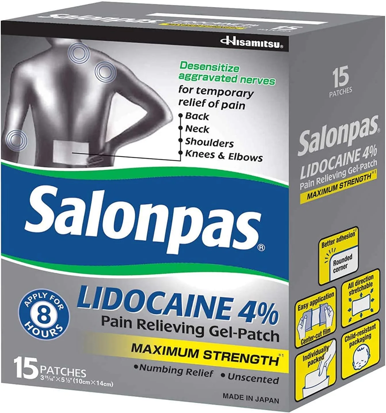 پد ژلی تسکین دهنده درد سالنپاس لیدوکائین 4% با حداکثر قدرت، 1 بسته، 15 عدد