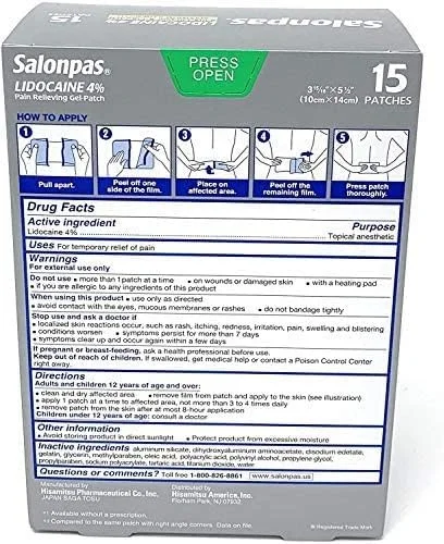 پد ژلی تسکین دهنده درد سالنپاس لیدوکائین 4% با حداکثر قدرت، 1 بسته، 15 عدد پد ژلی تسکین دهنده درد سالنپاس لیدوکائین 4% با حداکثر قدرت، 1 بسته، 15 عدد