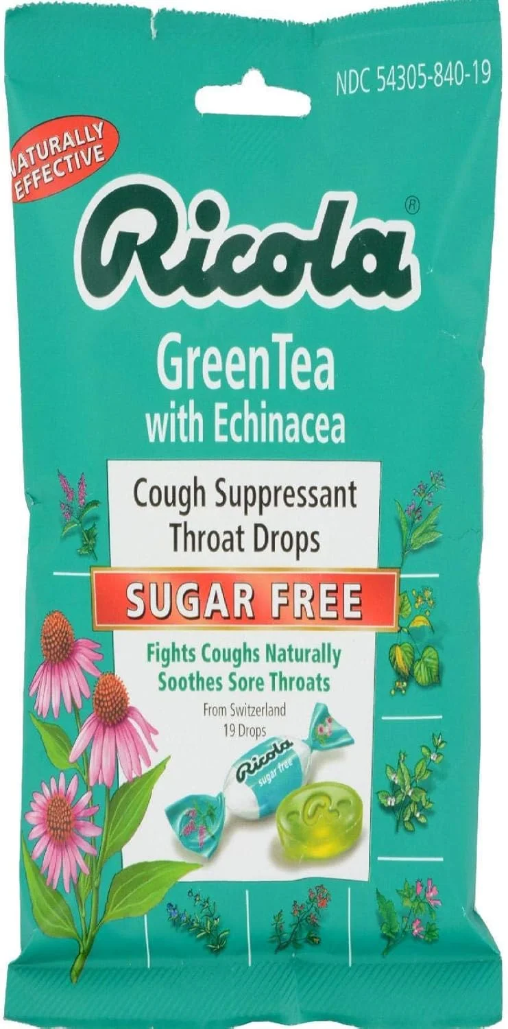 آبنبات سرد بدون قند با طعم چای سبز و اکیناسه ریکولا، بسته 19 عددی