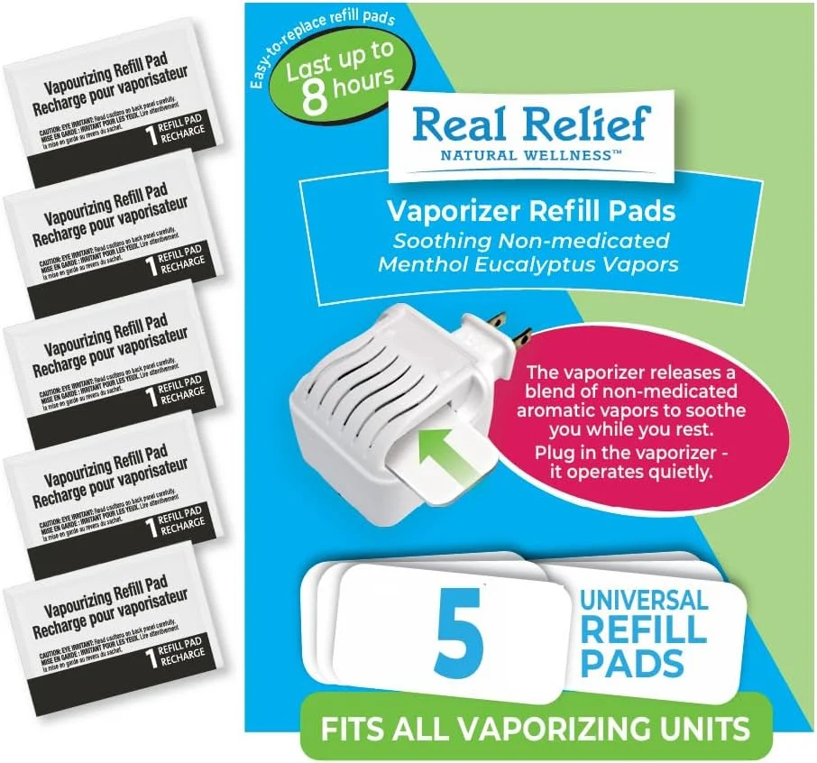 پدهای پرکننده برای دستگاه بخور بدون آب، منتول اکالیپتوس آرامش بخش و غیر دارویی، جهانی - مناسب برای همه دستگاه های بخور، بسته 5 عددی (بسته بندی ممکن است متفاوت باشد)